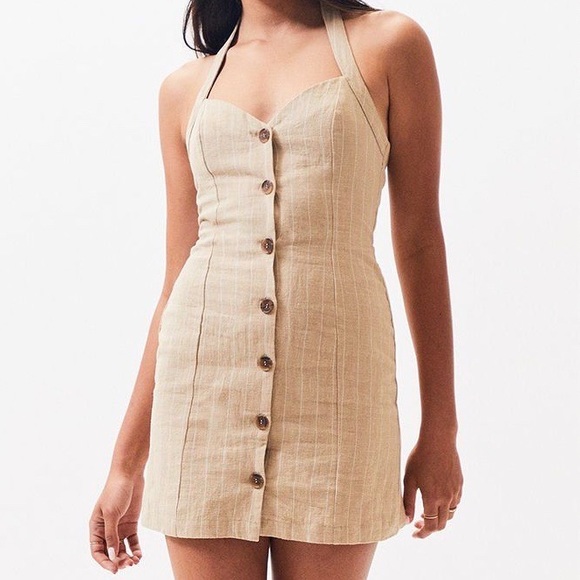 NWT Lost + Wander Sun Tan Halter Mini Dress - Picture 2 of 8